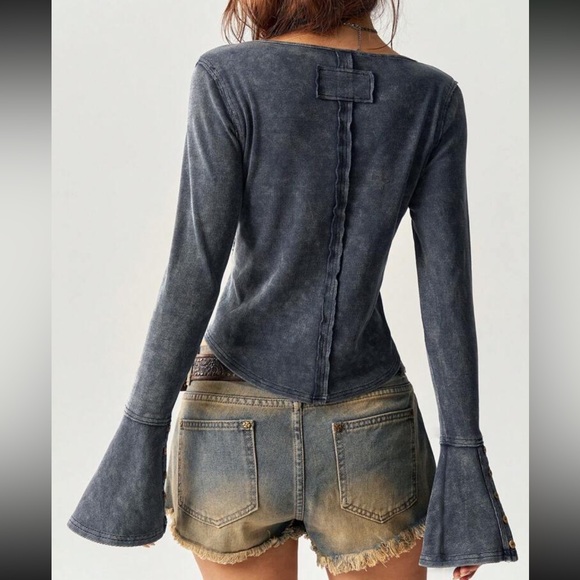 Boho cotton button sleeve detail blouse - Picture 4 of 8